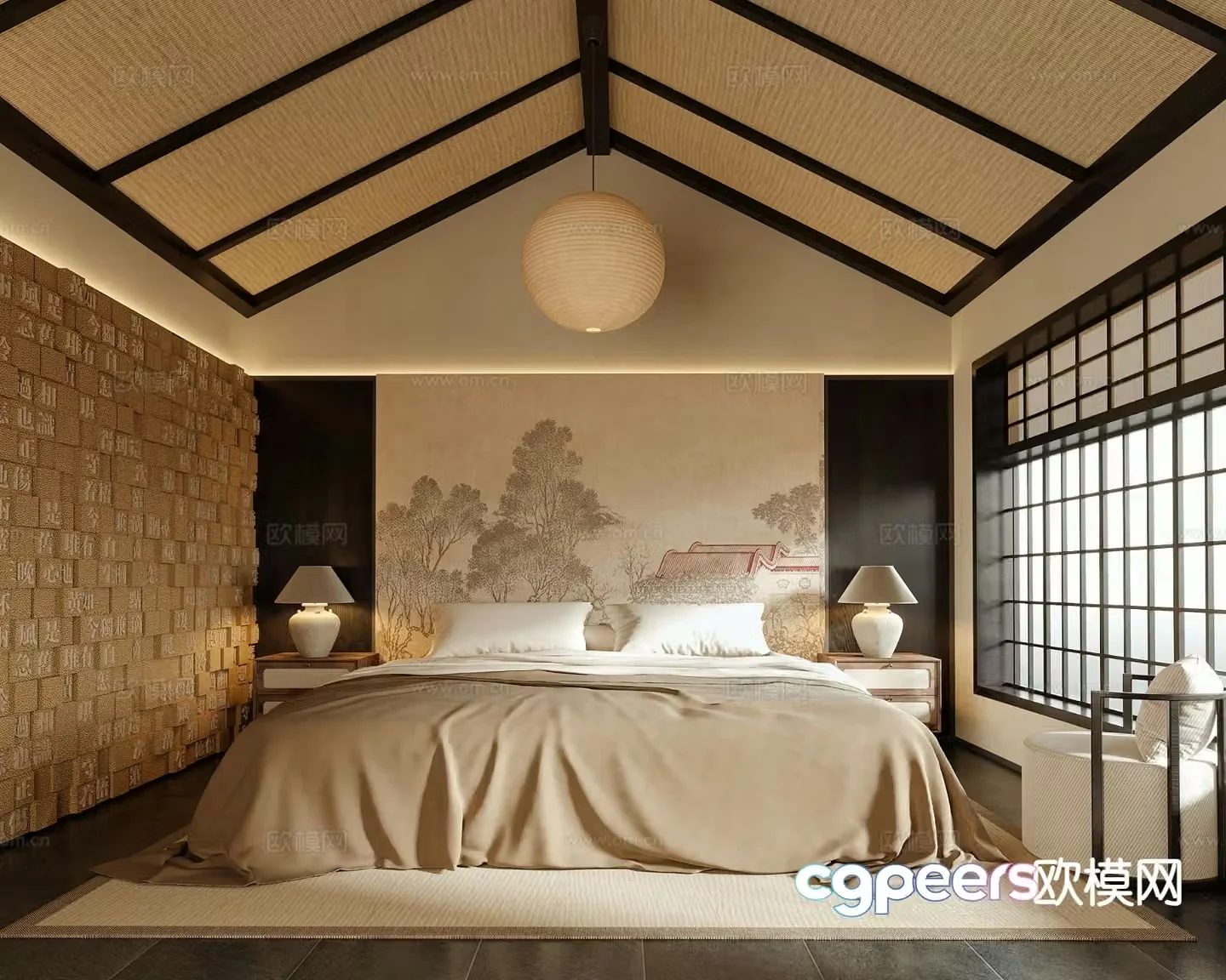 New Chinese style bedroom master bedroom 3d model