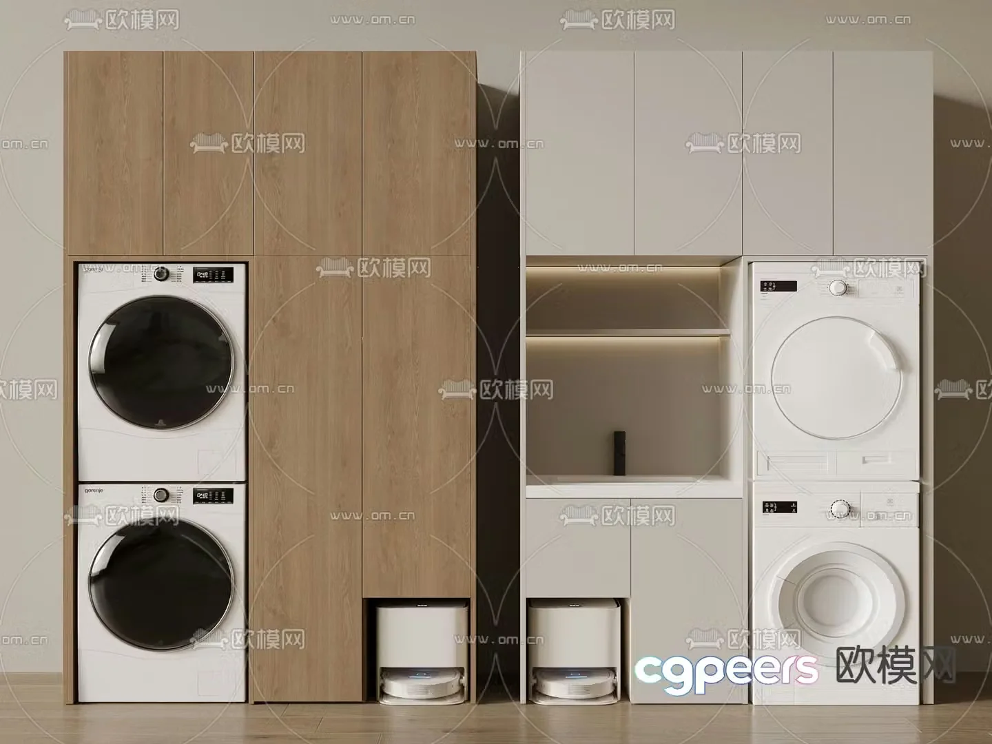 Modern balcony cabinet washing machine cabinet 3d model