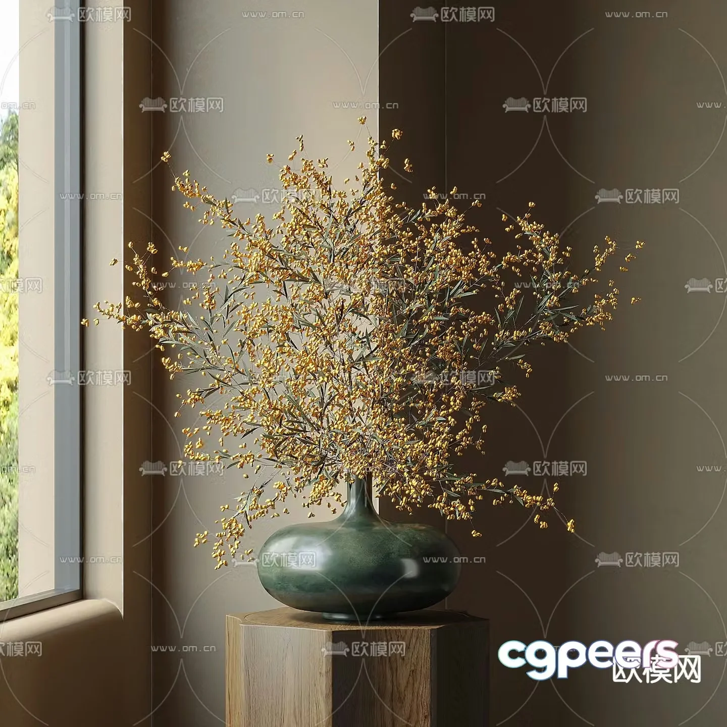 New Chinese vase flower art flower arrangement dried flowers 3D model