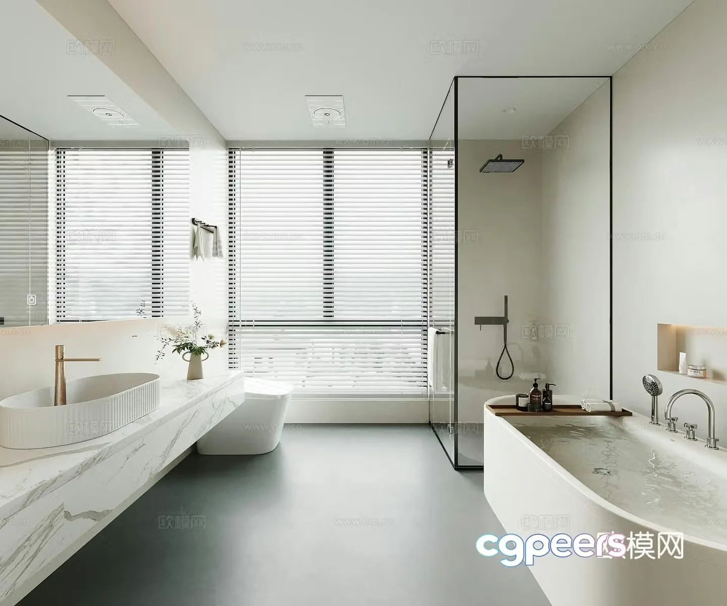 Modern retro bathroom bathtub 3d model