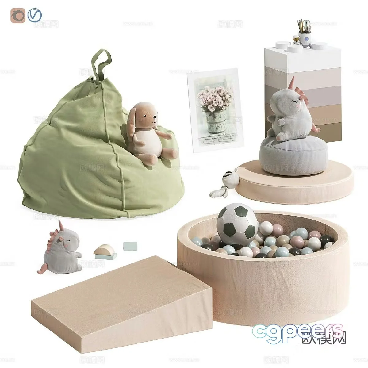Modern children’s furniture toy 3d model