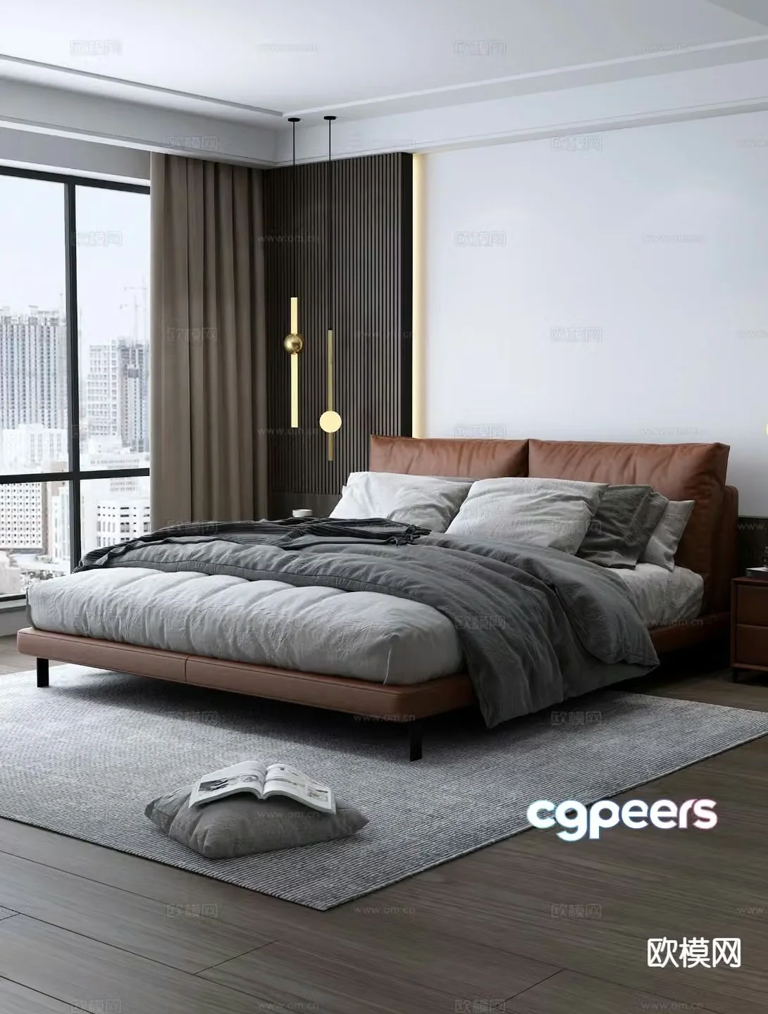 Modern double bed 3d model