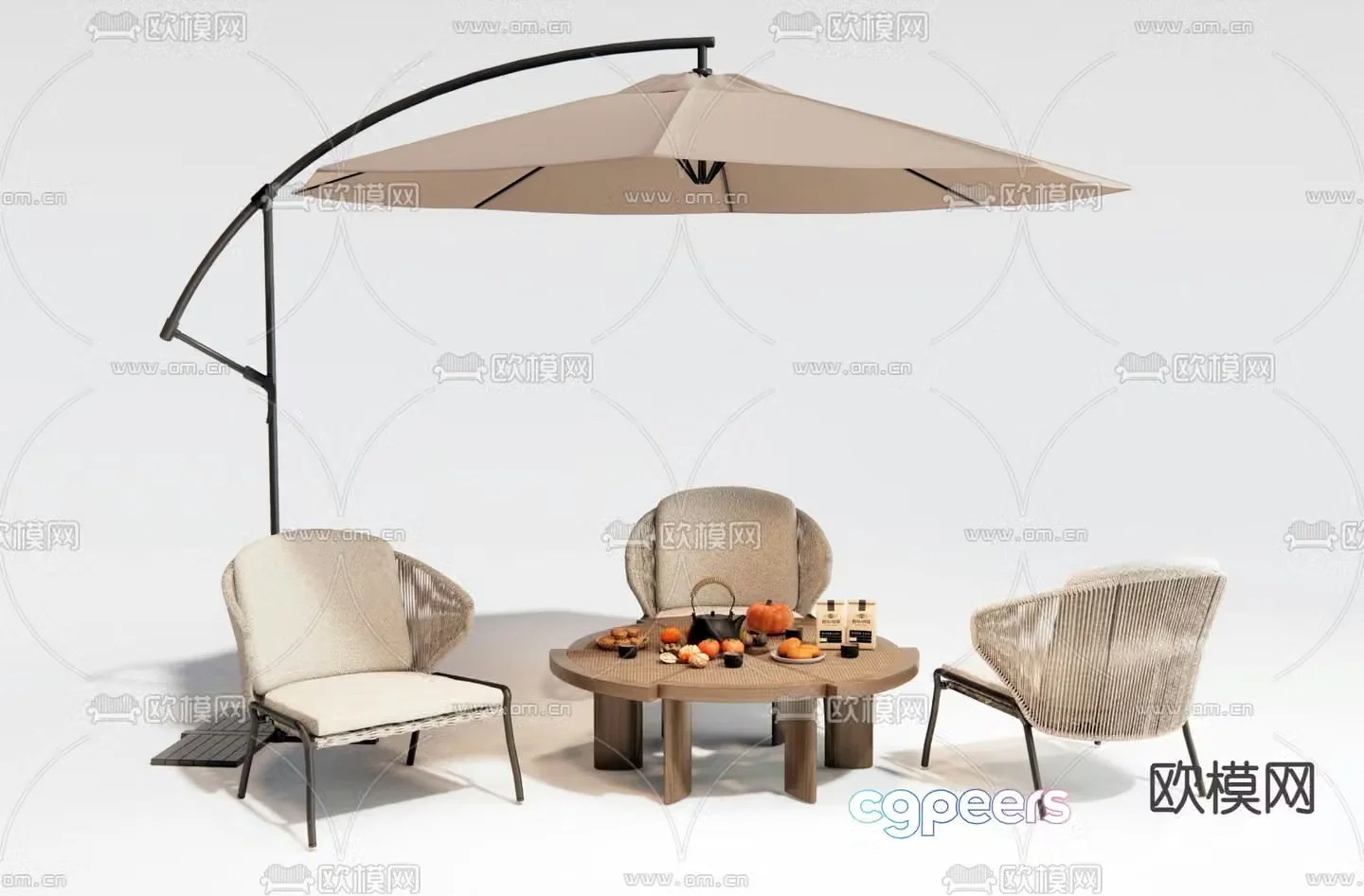 Modern leisure table and chairs 3d model