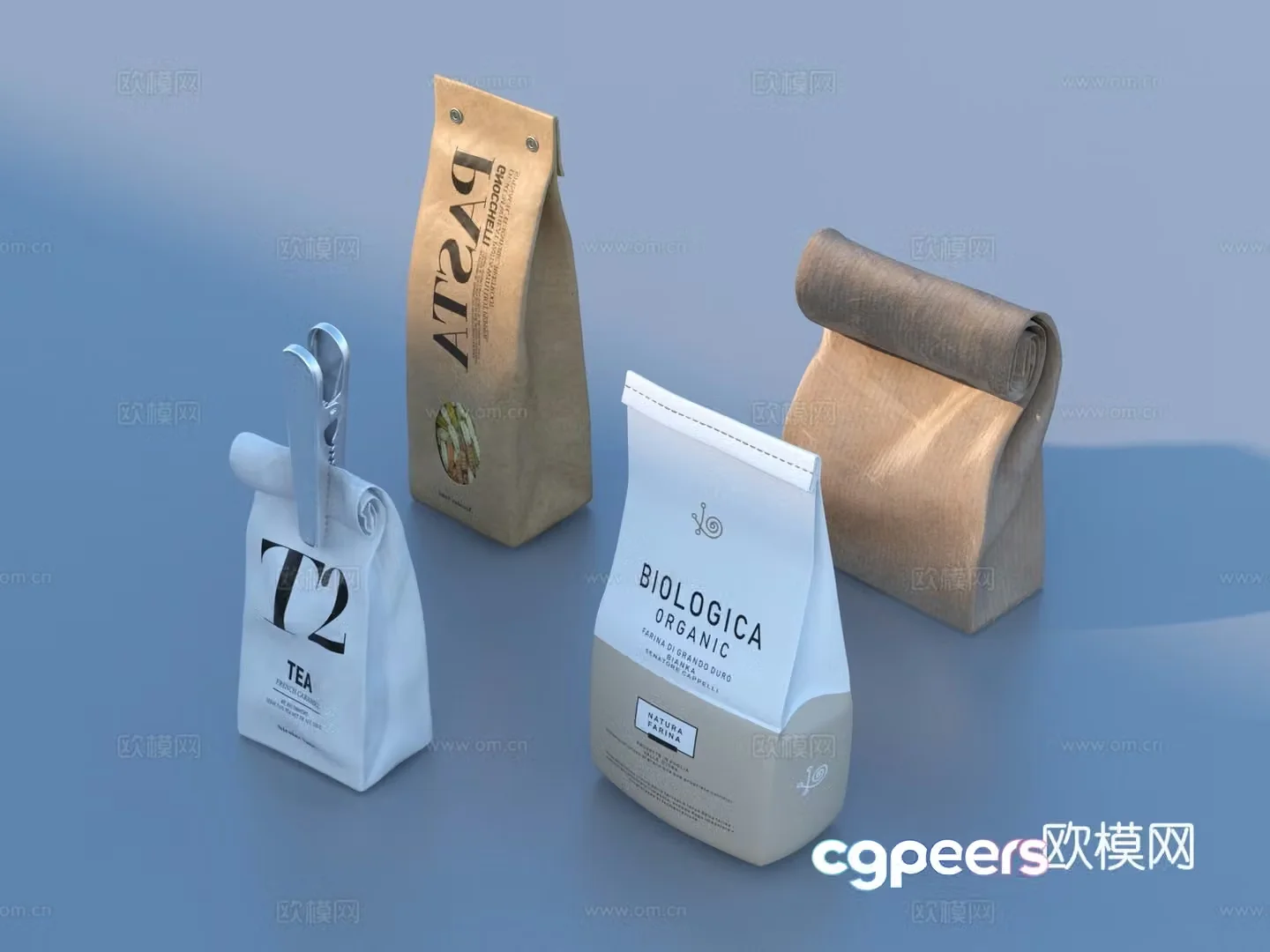 Paper bag coffee bag tea bag packaging bag 3d model