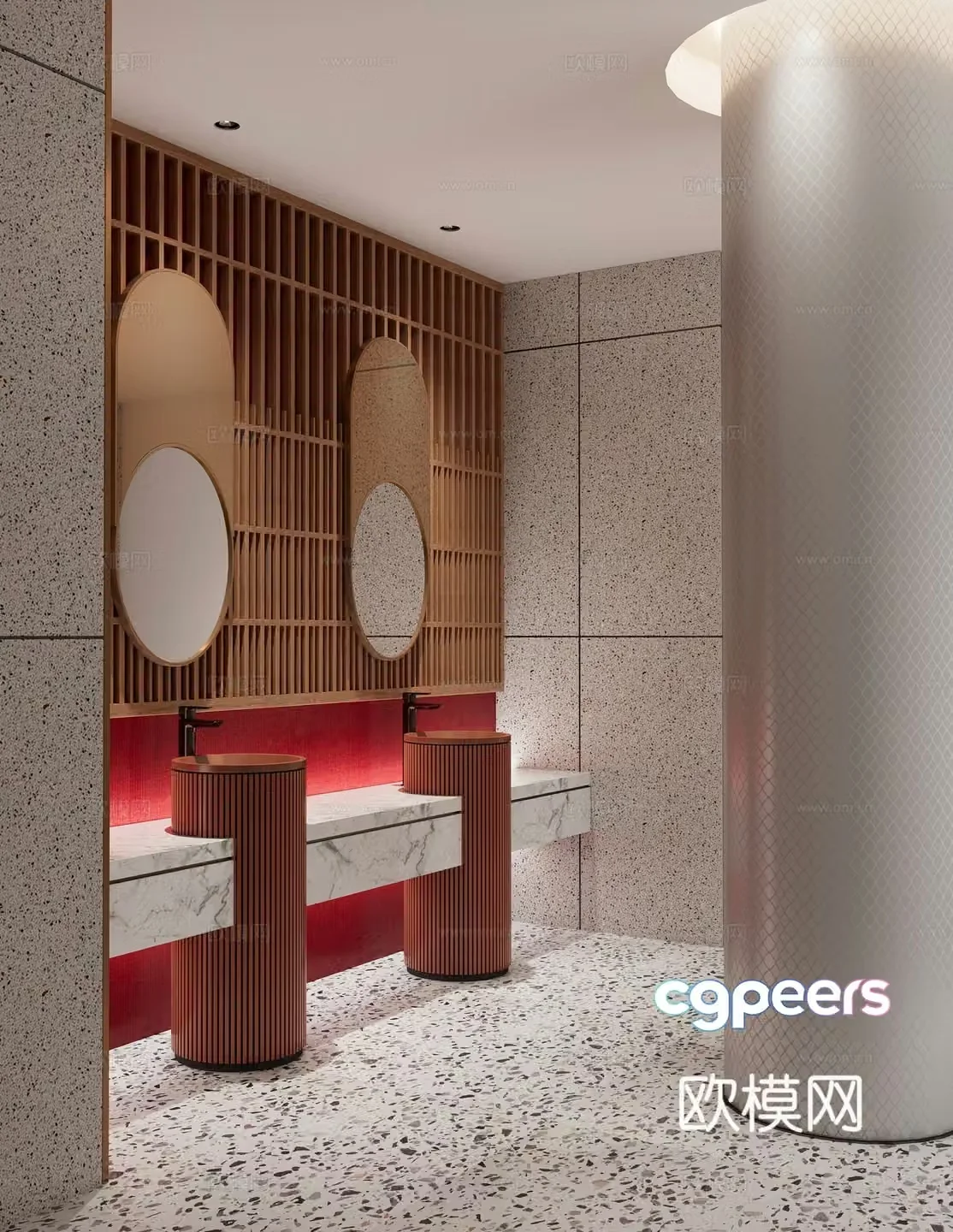 Public restroom sink basin 3d model