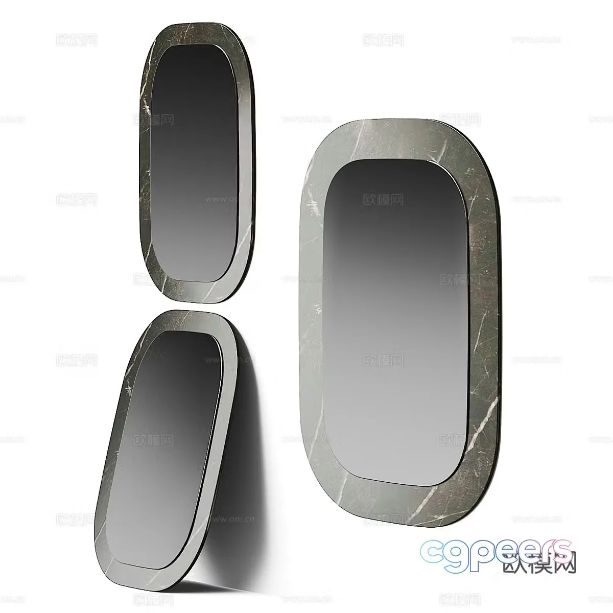 Modern Italian marble border decorative mirror 3d model