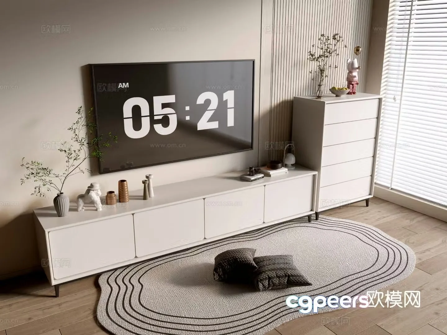 Cream style TV cabinet 3d model