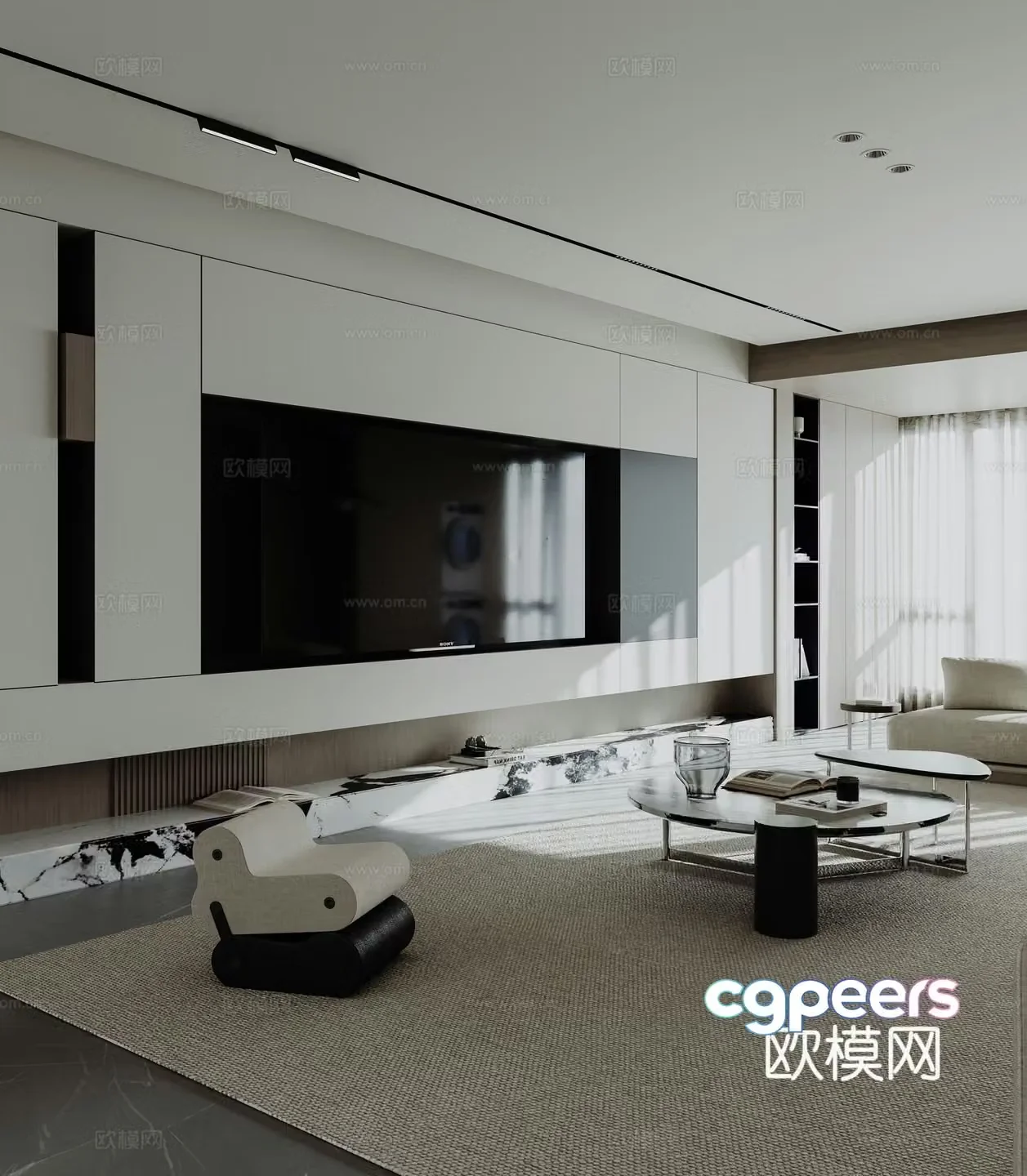 Modern TV background wall 3d model