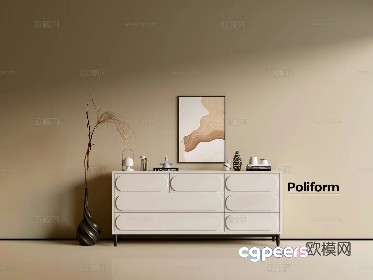 Modern cream wind chest of cabinet ins wind minimalist wind cabinet whole cabinet sideboard balcony cabinet 3d model