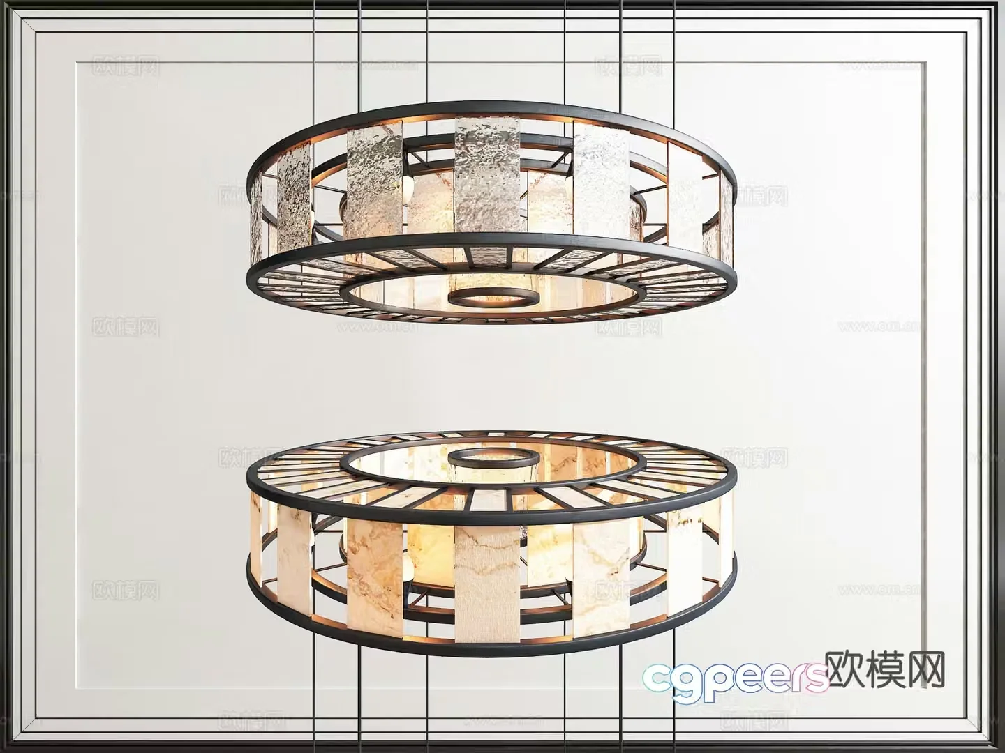 New Chinese round chandelier 3D model