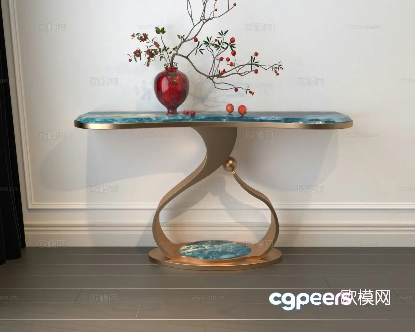 Modern marble end viewing platform light luxury fashionable entrance cabinet 3D model
