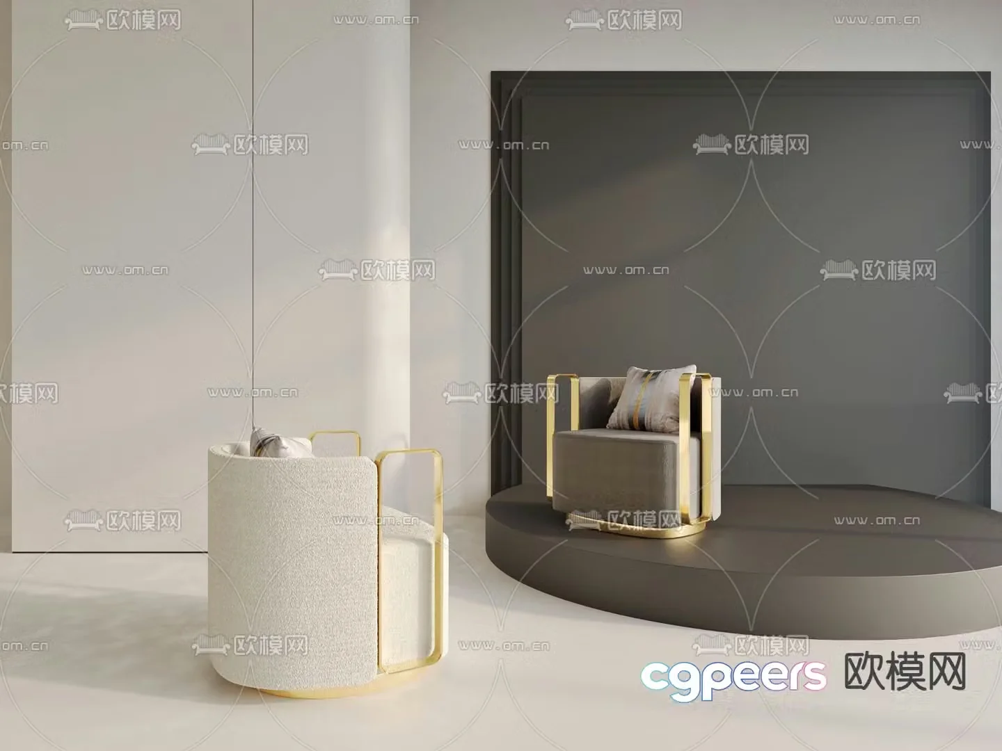 Light luxury sofa chair Single sofa 3D model