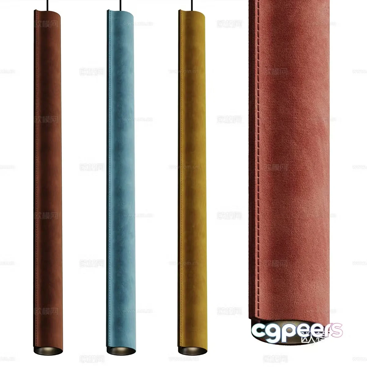 Modern light luxury leather decorative chandelier 3d model