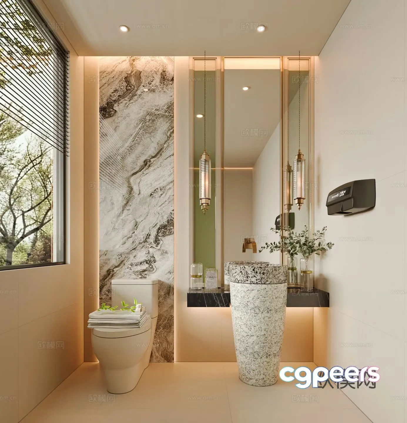 Modern new Chinese bathroom 3D model