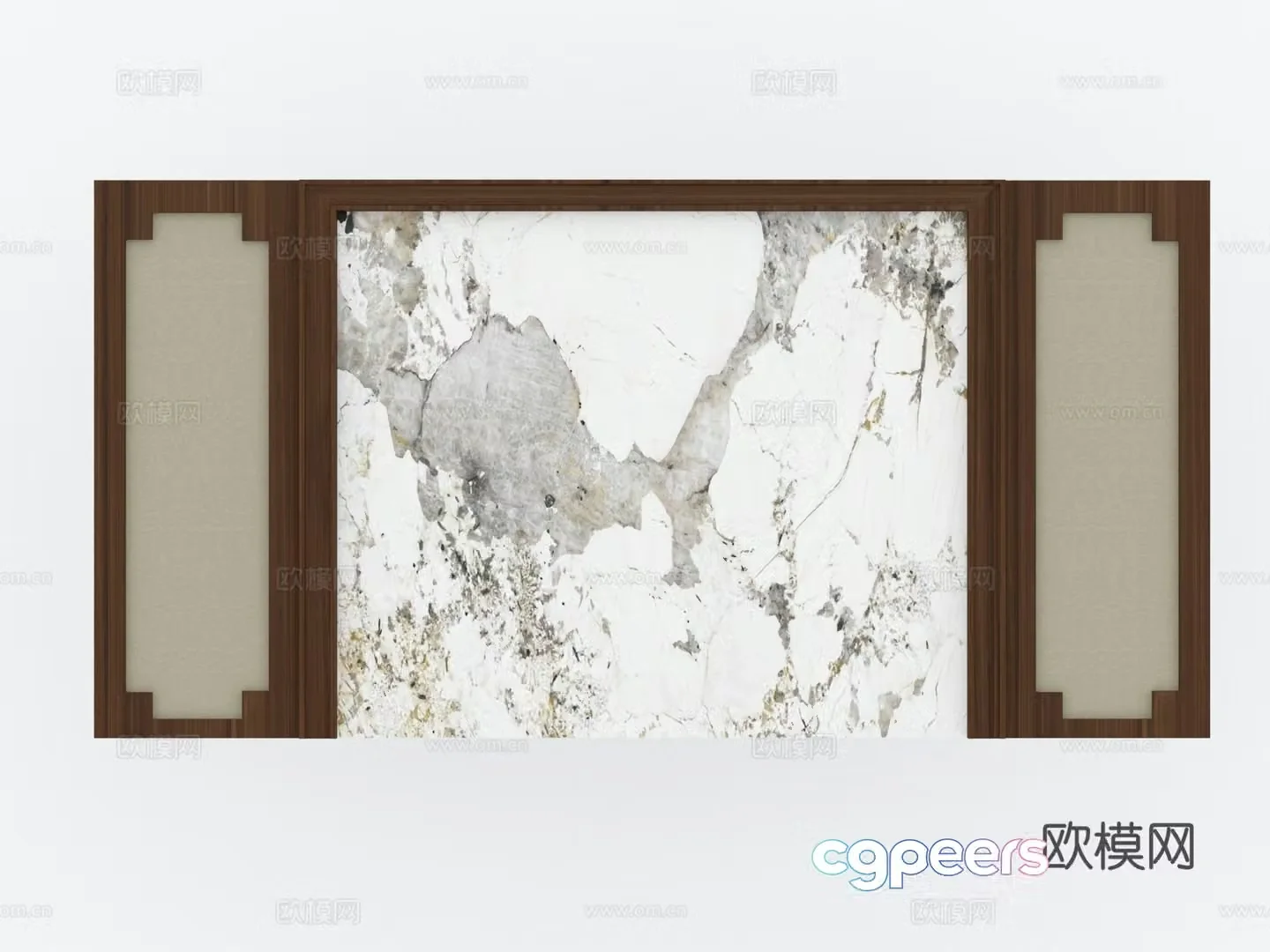 New Chinese style living and dining room TV background wall sofa background wall 3d model