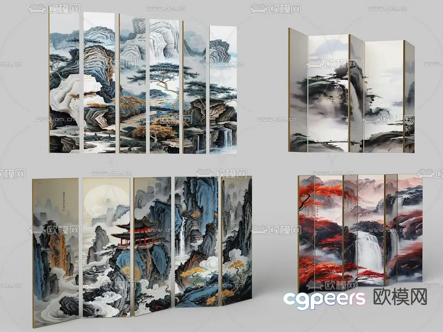 Chinese screen insert partition 3D model