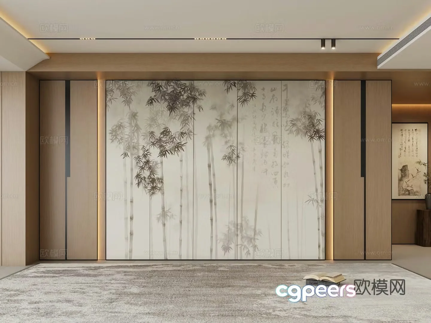 New Chinese sofa background wall 3d model