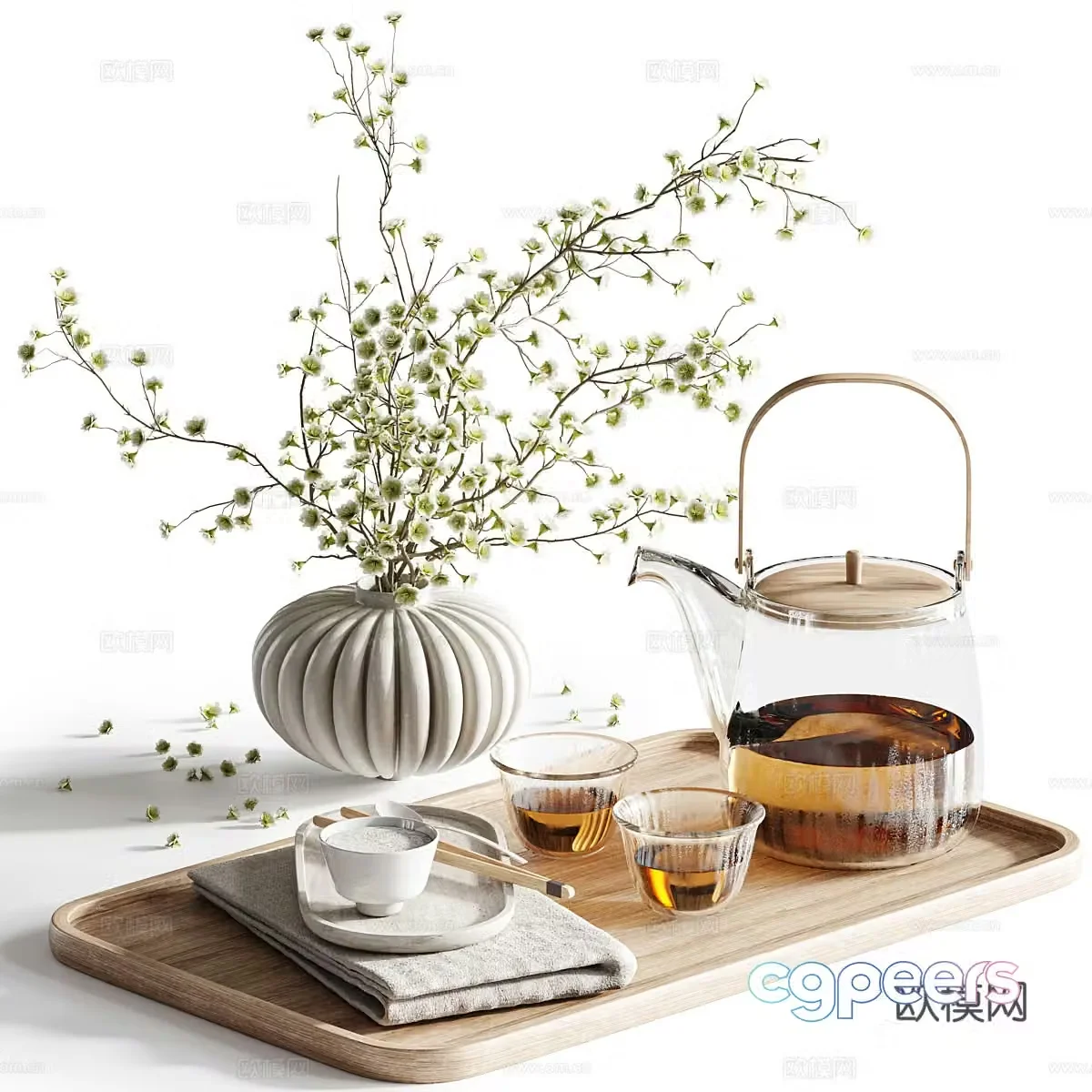 Modern teapot tea set kettle vase tea set ornament 3d model