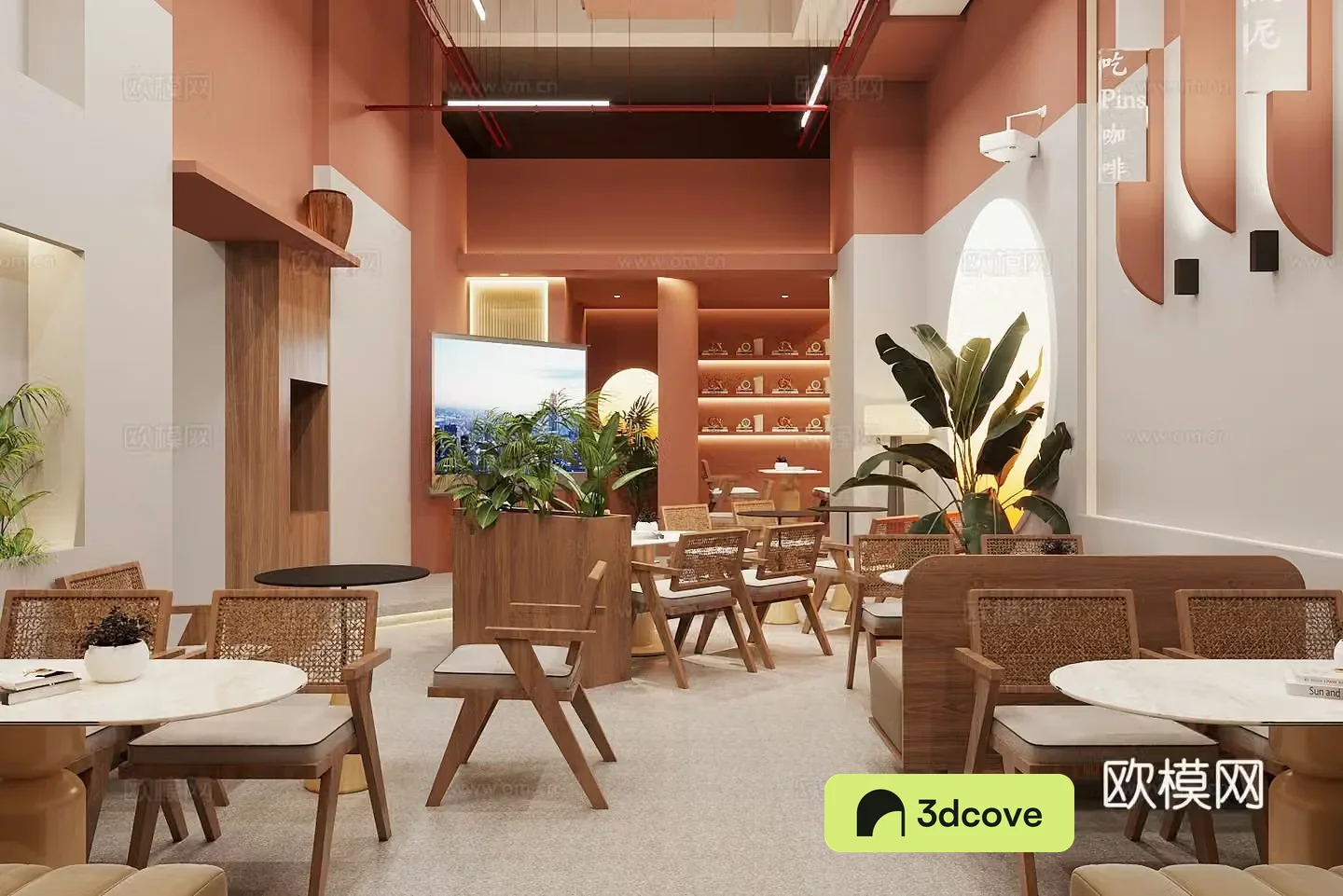 Internet celebrity milk tea shop Internet celebrity restaurant coffee shop wall card milk tea shop table chair coffee table