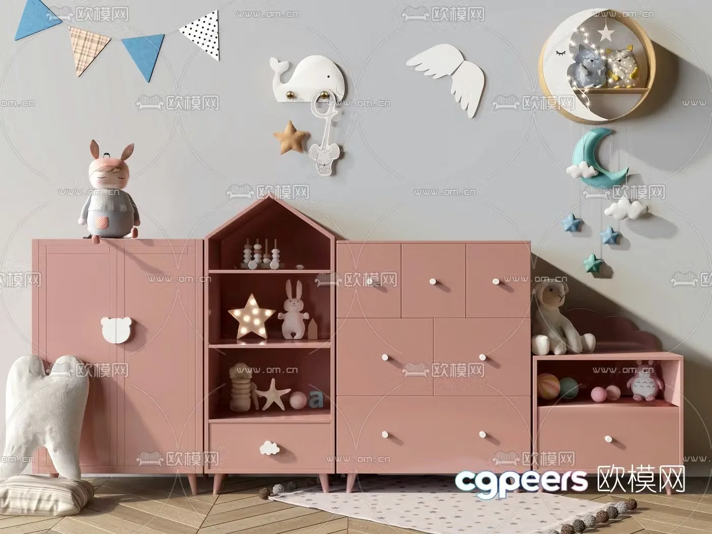 Nordic children’s toy storage cabinet 3D model