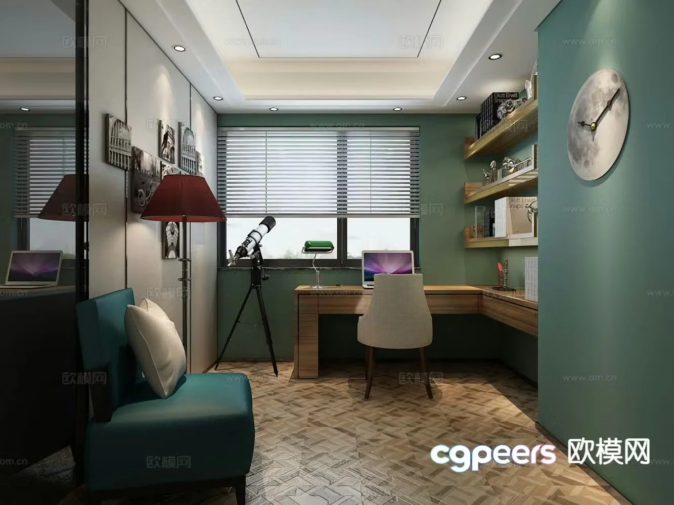 Modern study room 3d model