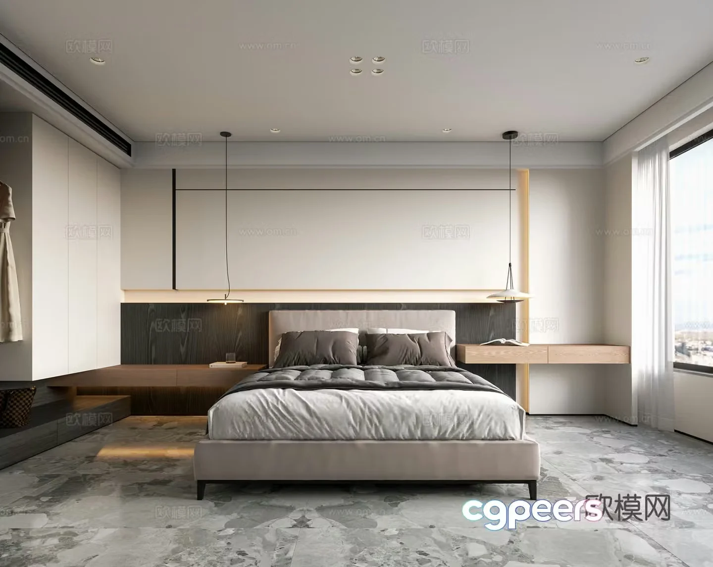 Modern bedroom Modern master light bedroom Bedroom bed Bedroom wardrobe bedside table combination Bedroom light 3d model
