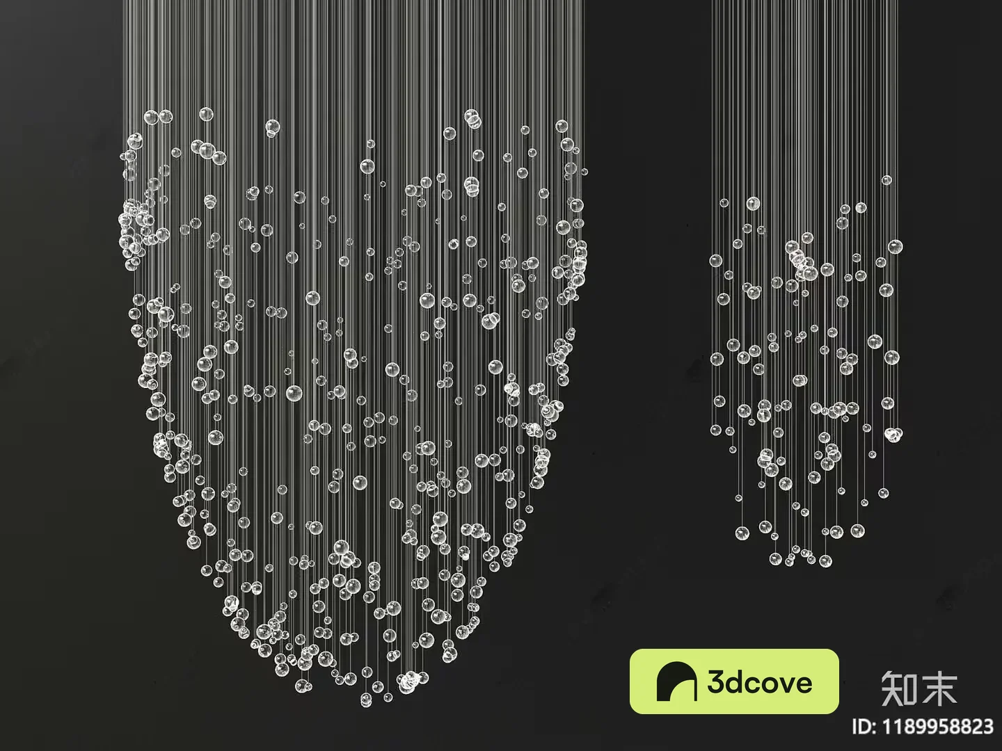 The Single Main Subject Is A Gray Chandelier With Clear Beads
