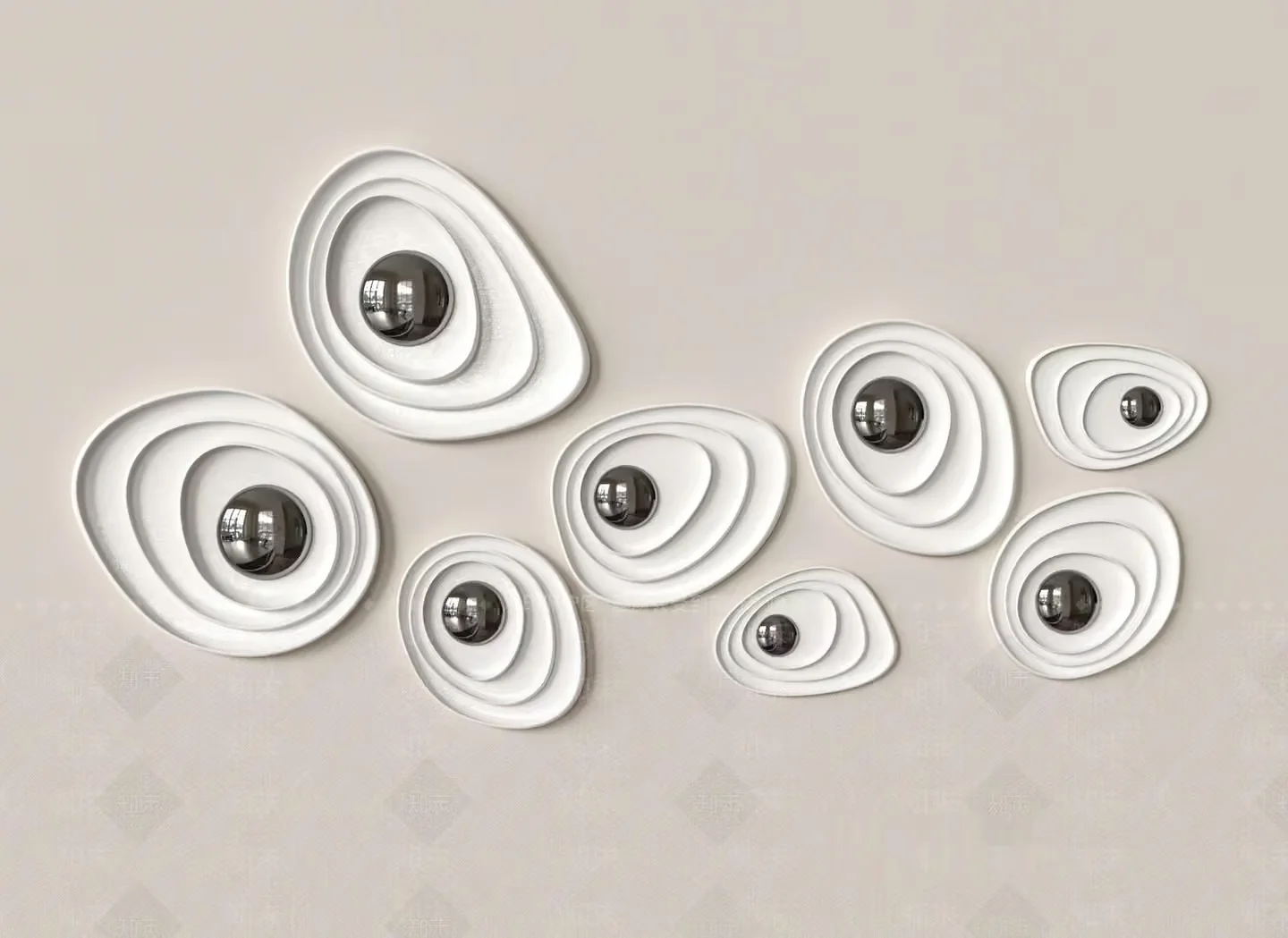 White Decorative Wall Art 3D Model – 2935 – VRAY Render