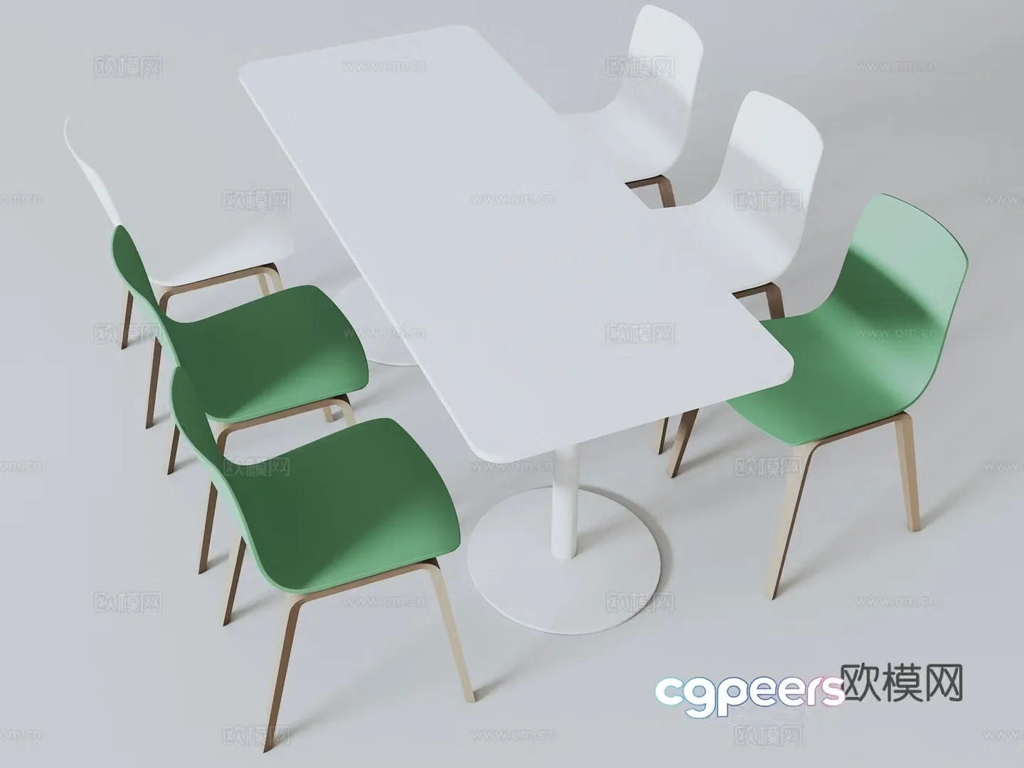Canteen table and chair combination negotiation table and chair 3D model