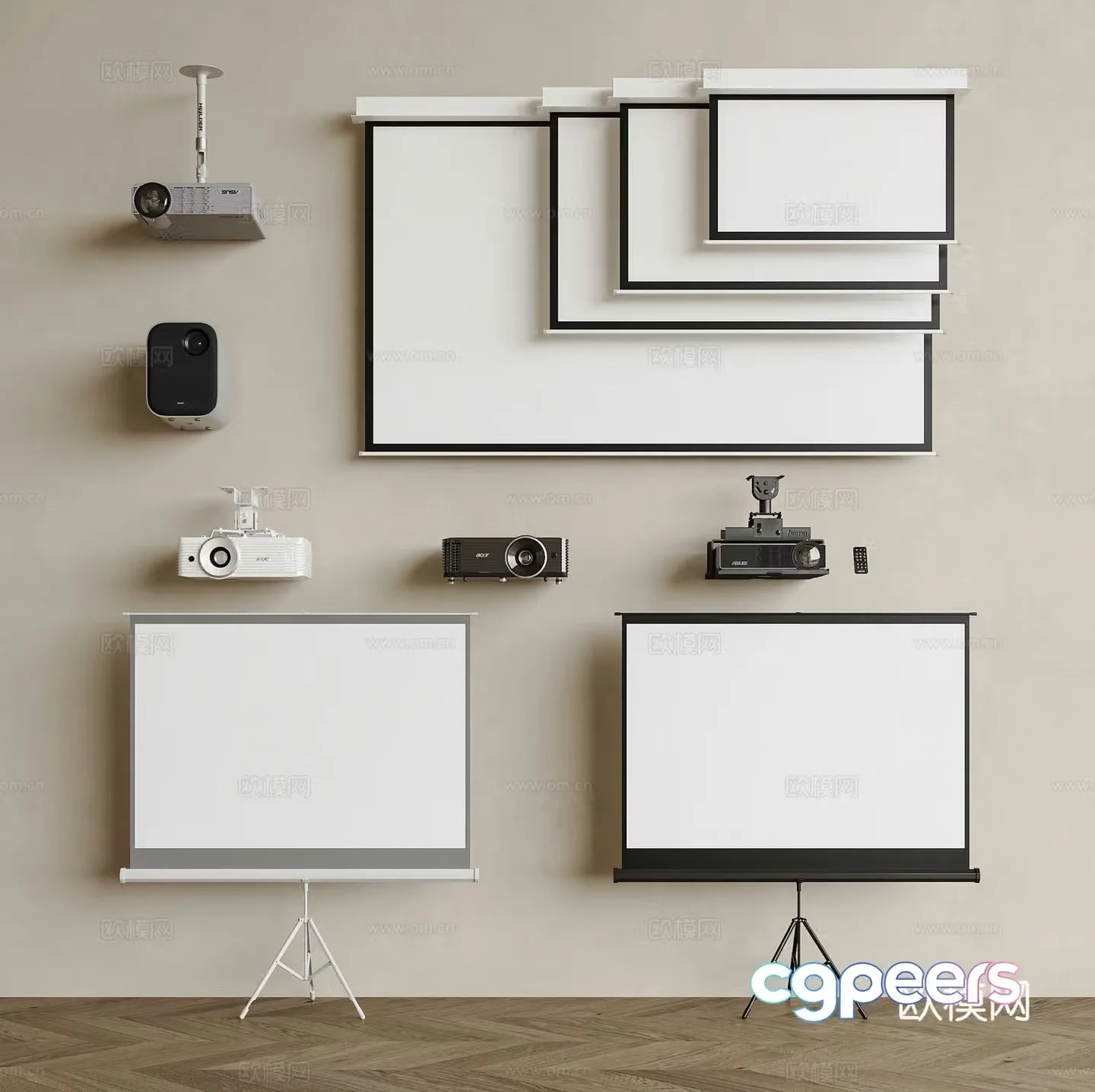 Projection Projector Projection Screen Mobile Projection Screen Projection Screen 3D Model