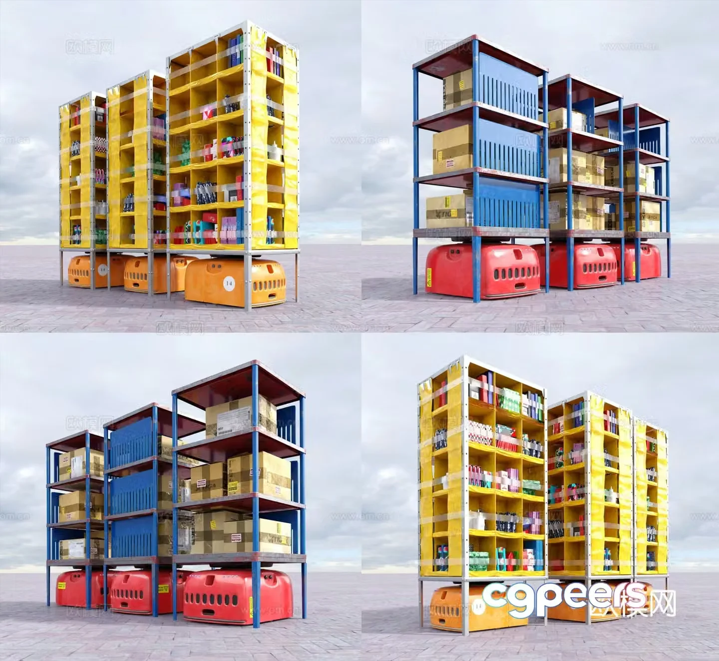 goods shelves warehouse goods groceries warehouse shelves 3d model