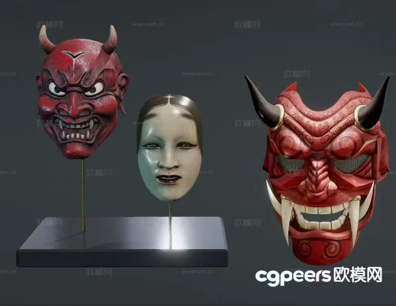 Japanese devil mask 3d model