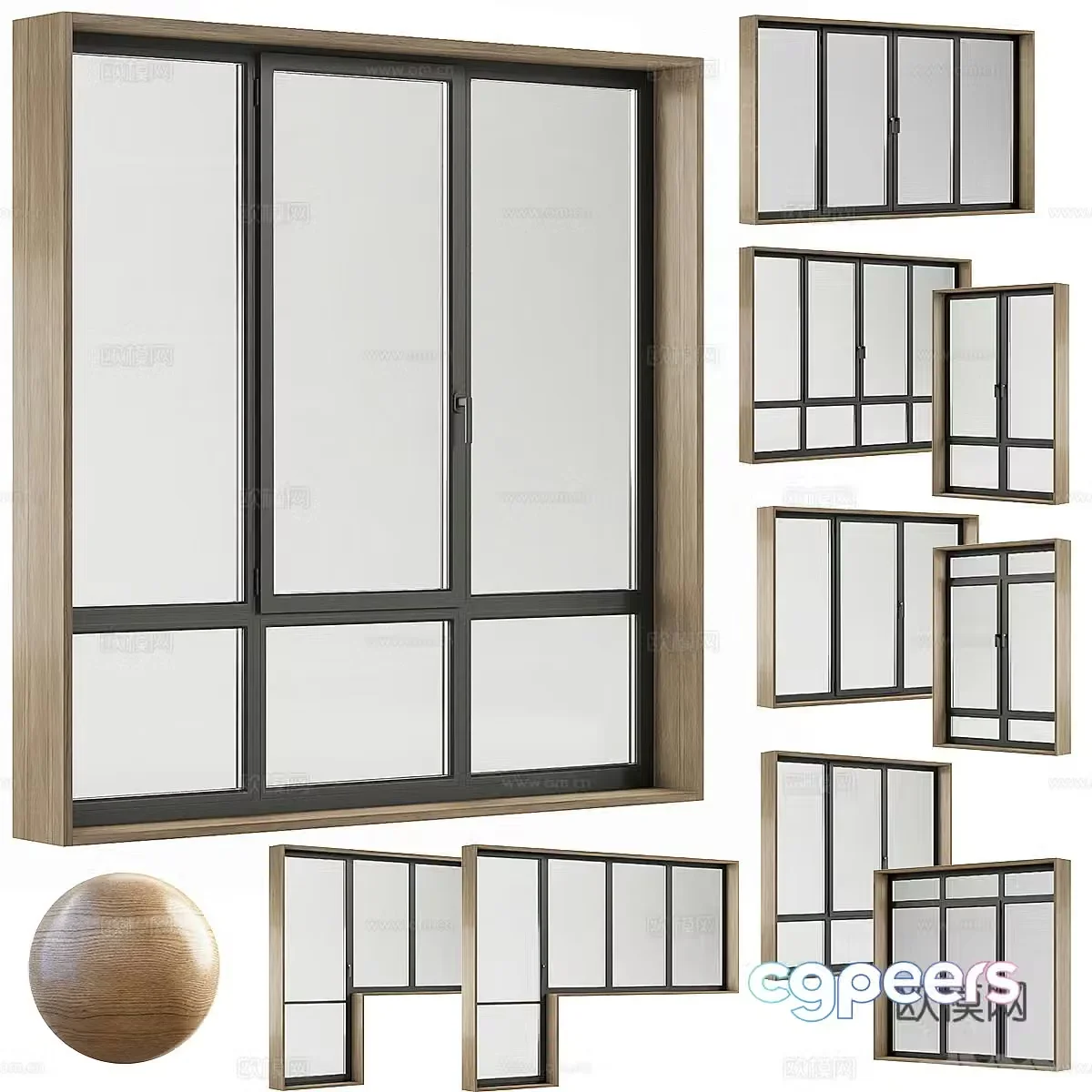 Modern Italian minimalist glass doors and windows 3D model