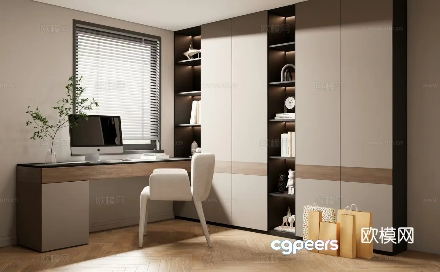 Modern minimalist study 3d model