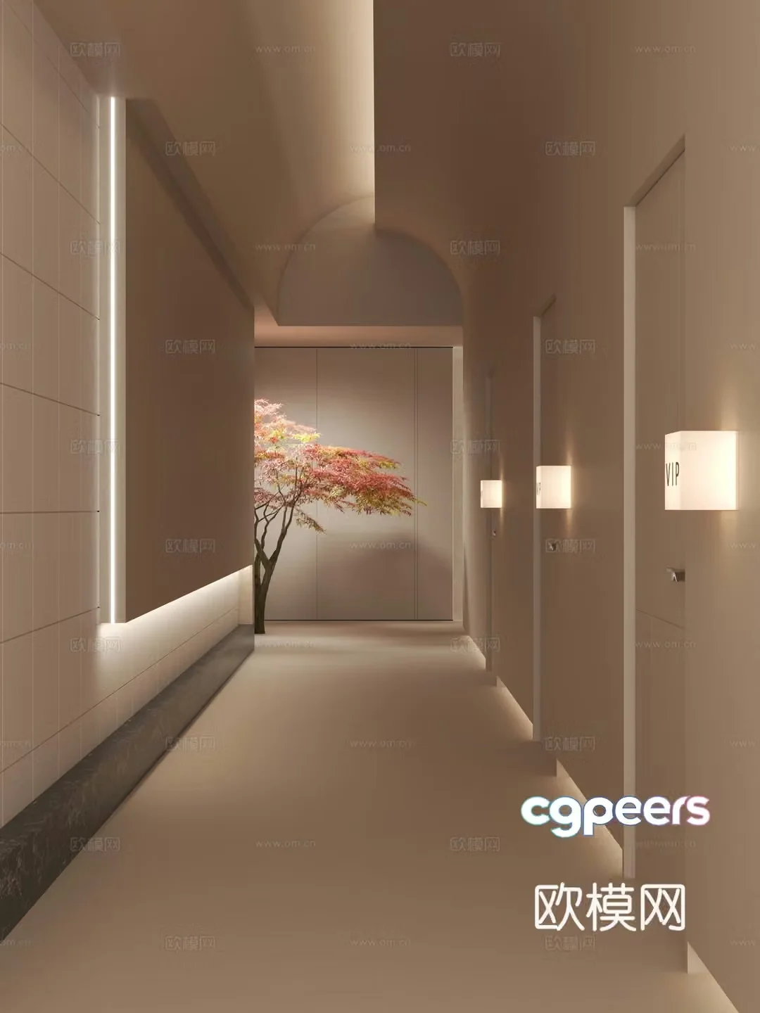 Modern Cream Corridor_Office Corridor_Beauty and Hairdressing Medical Beauty Store_Hotel Channel_Beauty Salon Channel 3D Model