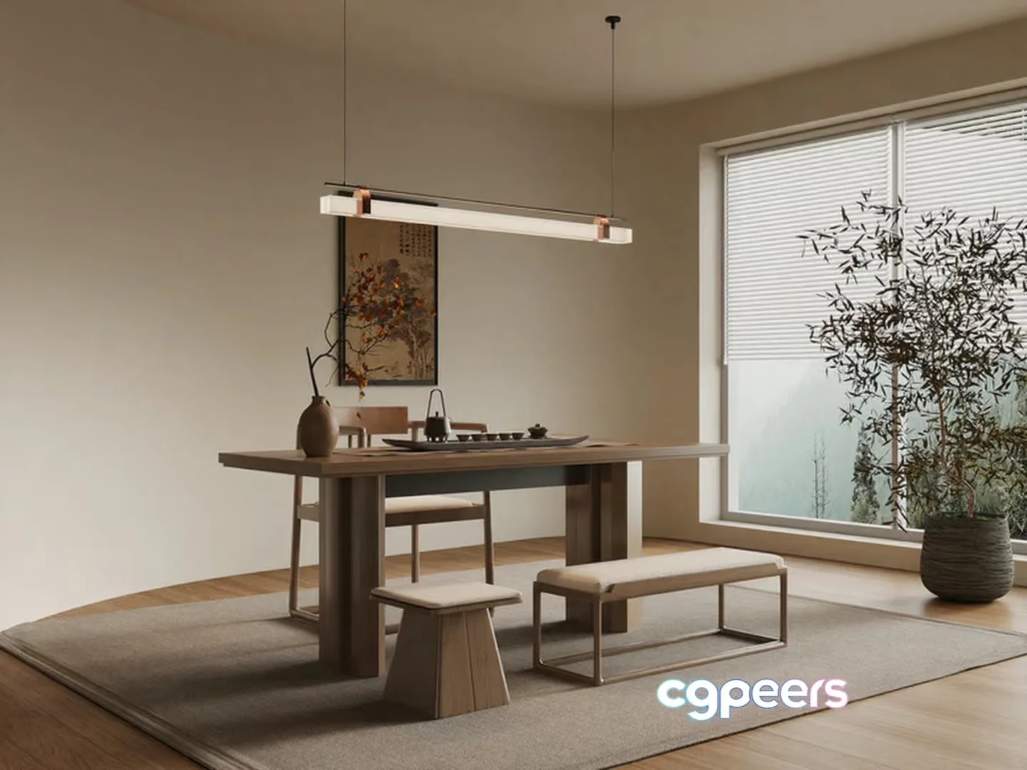 Minimalist Dining Area 3D Model – 12153 – VRAY Render