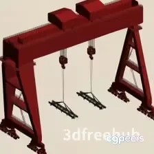 A 3D Rendering Of A Red Gantry Crane 3D Model – 12641 – VRAY Render
