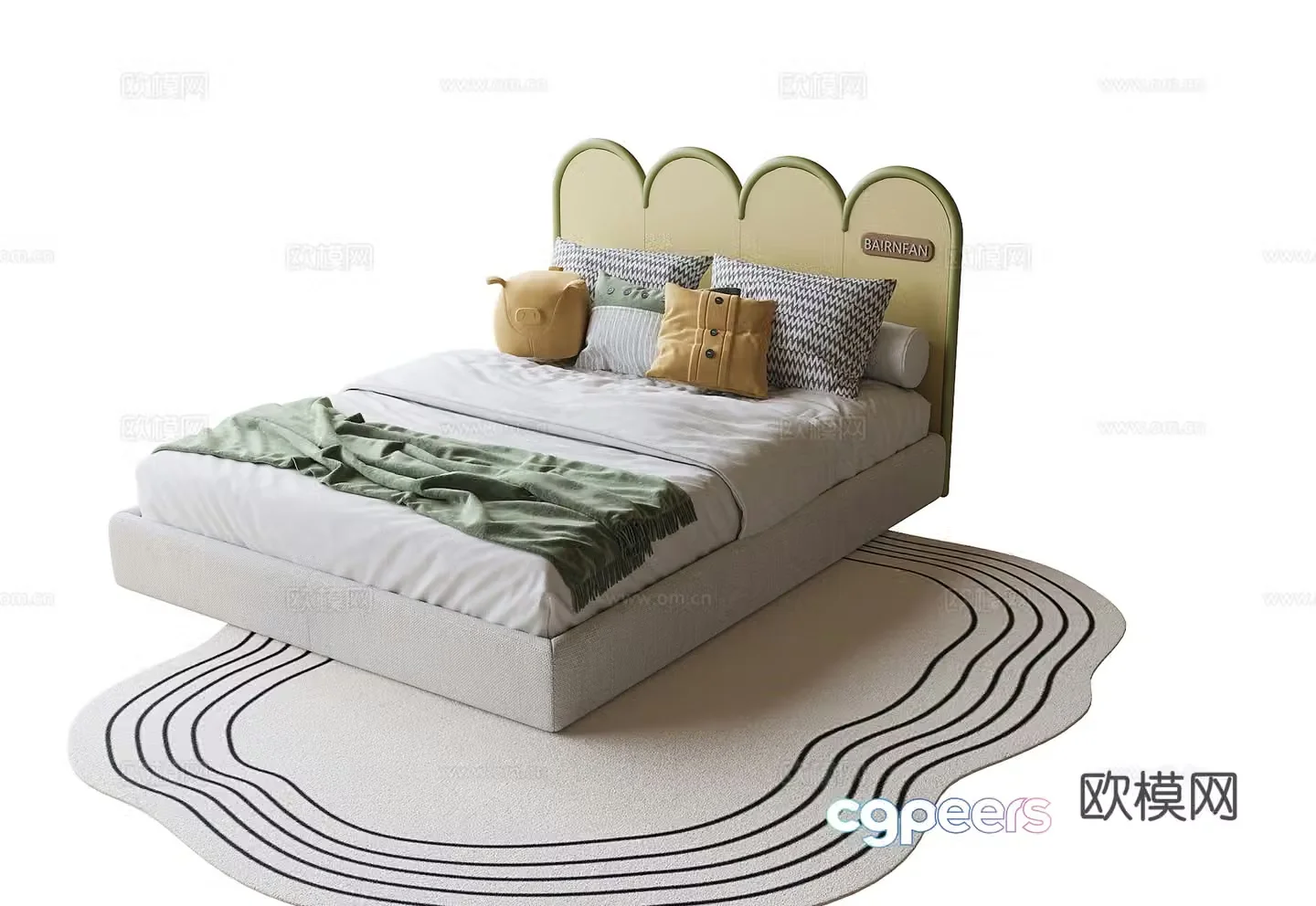Modern children’s bed single bed carpet 3d model