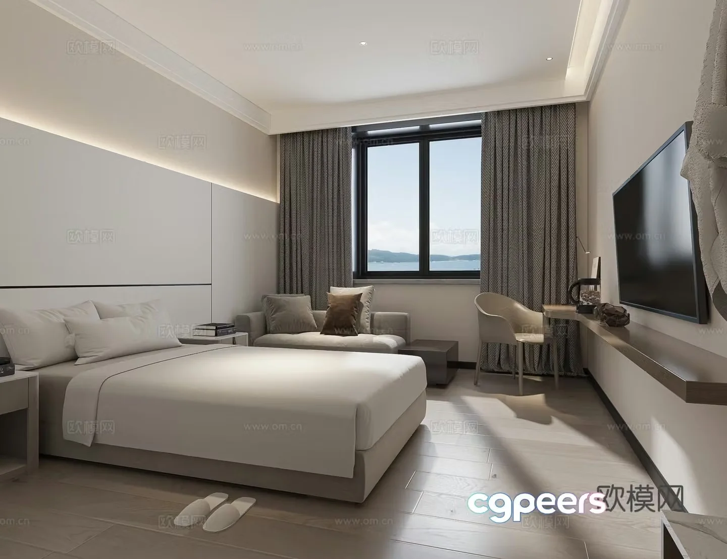 Modern hotel room King room Hotel room Standard room Hotel hotel Hotel bathroom Hotel 3d model
