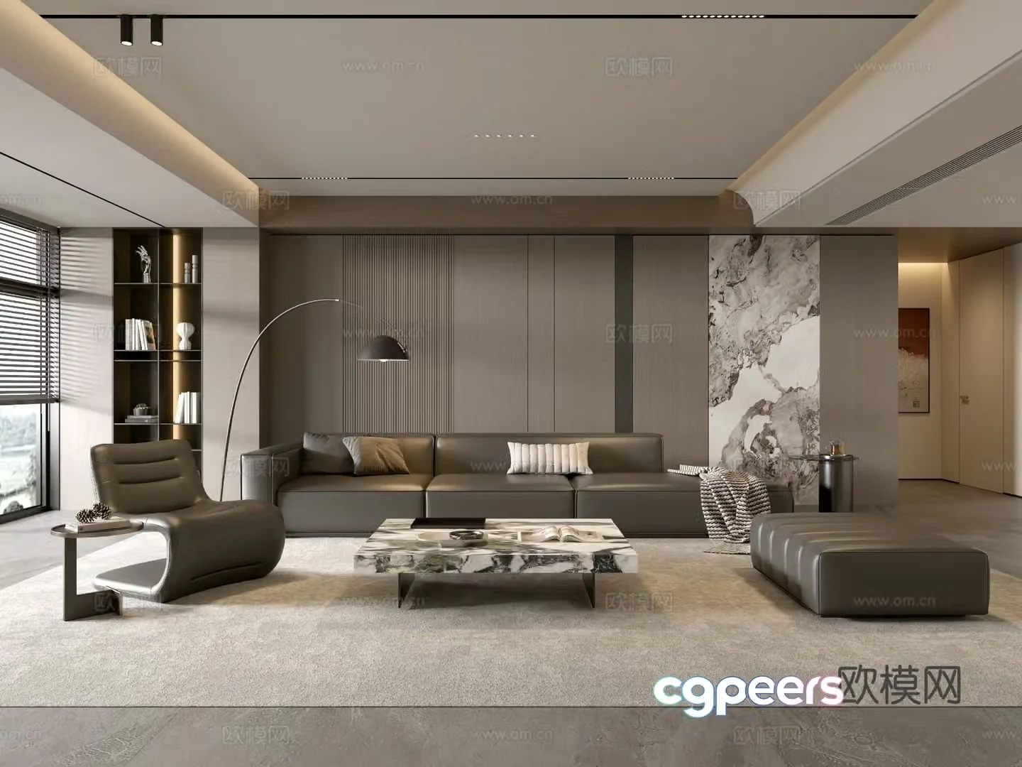 Italian living room sofa coffee table combination 3D model