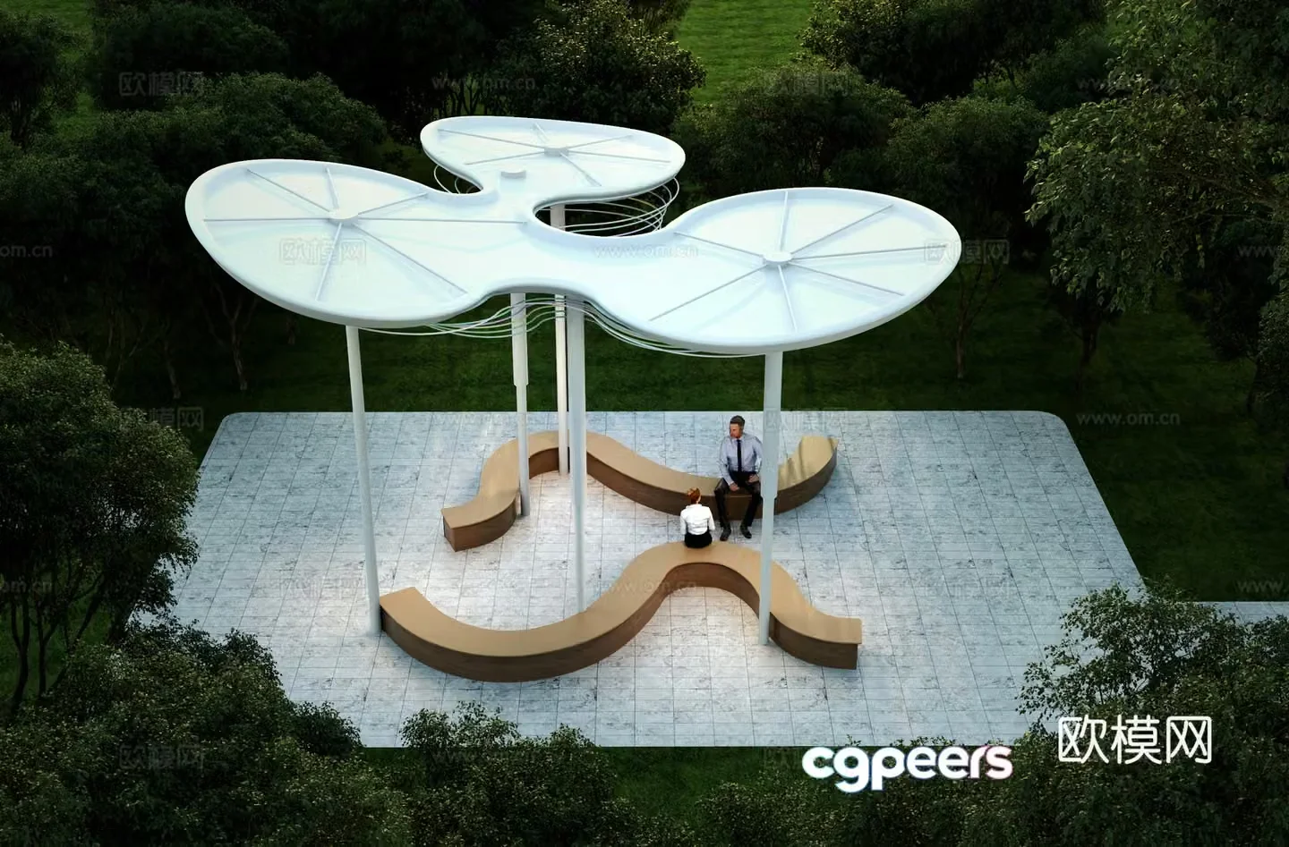 Modern corridor frame Landscape corridor frame Pavilion Rest pavilion City corridor frame 3D model