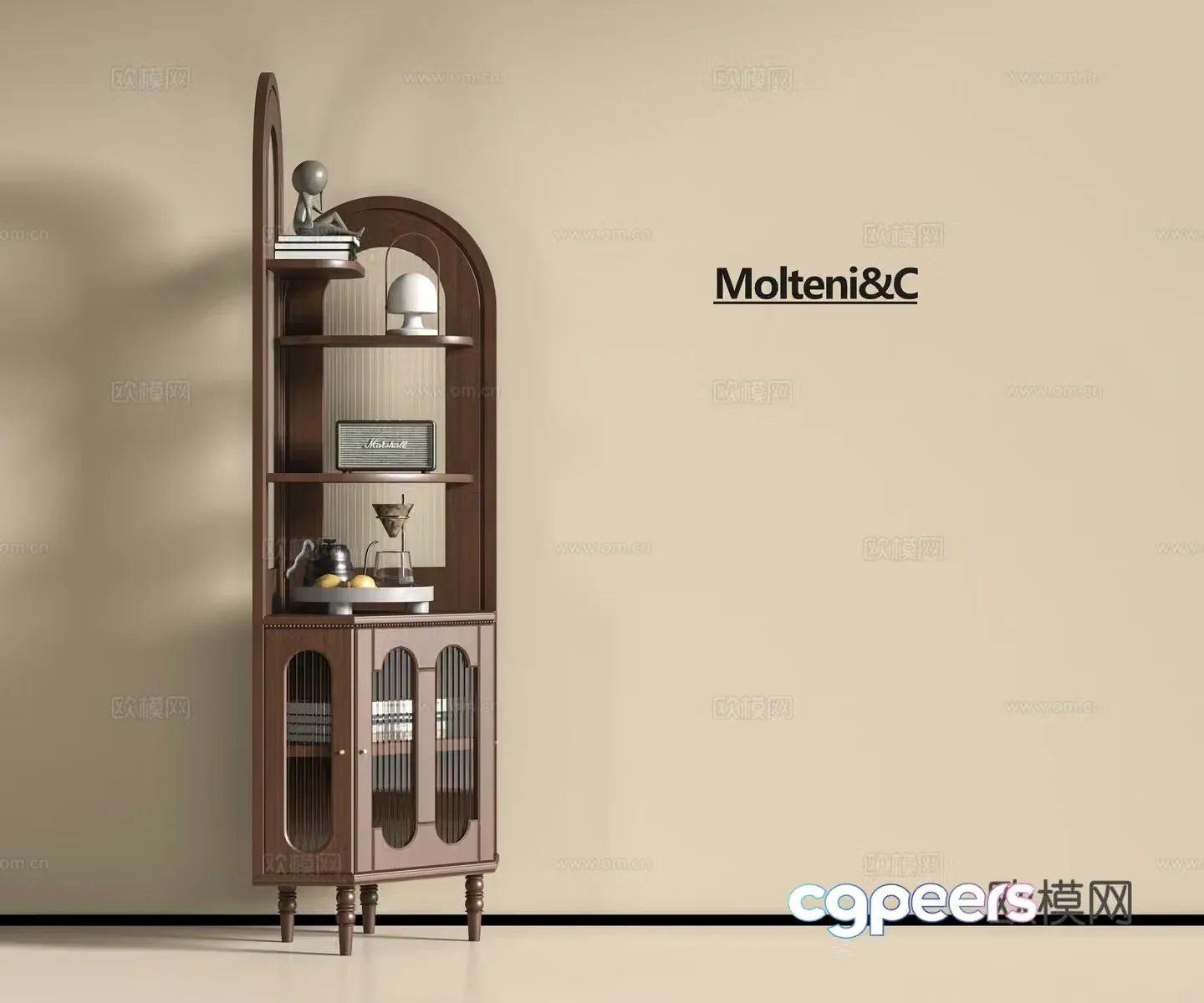 Modern corner bookcase 3d model