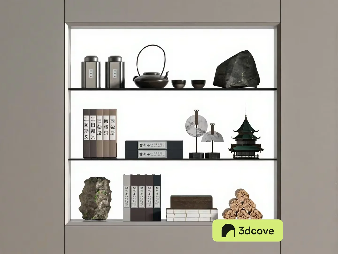 Asian Decorated Shelves