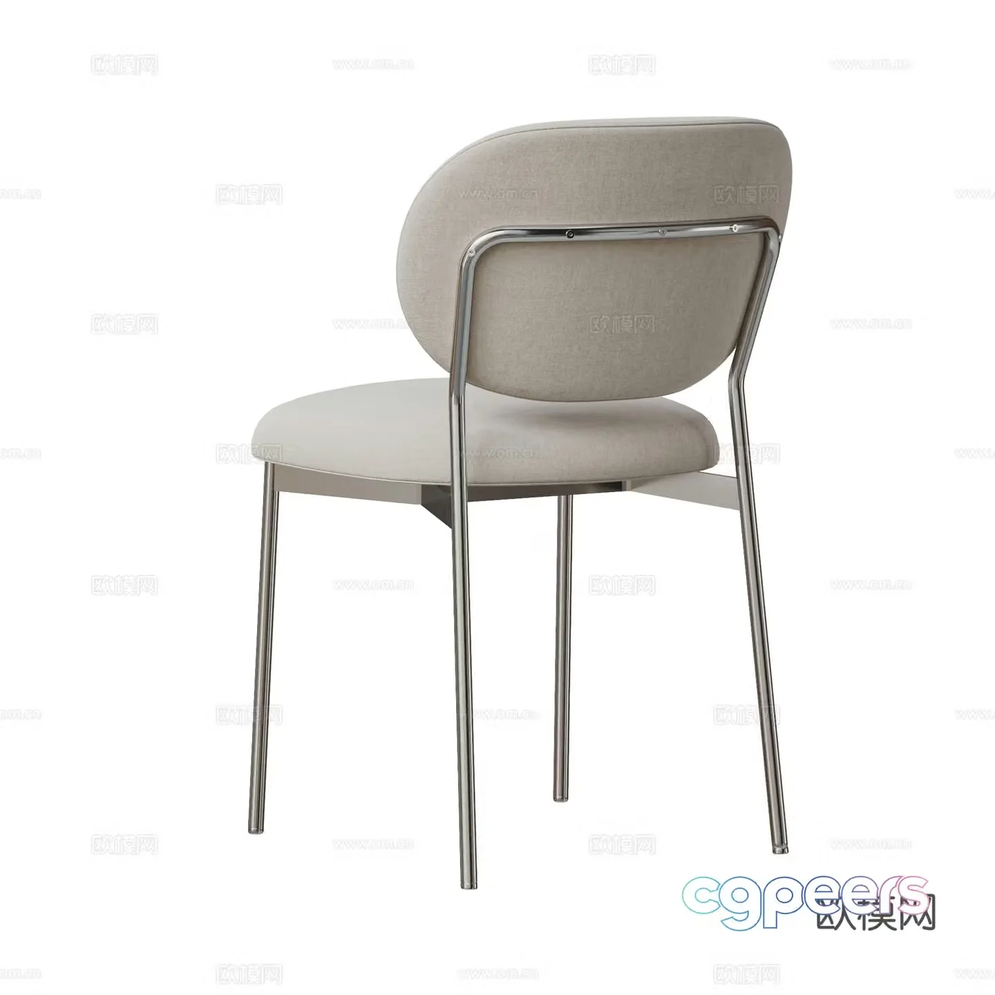 Modern cream style dining chair Single chair Fabric dining chair Stainless steel dining chair 3d model