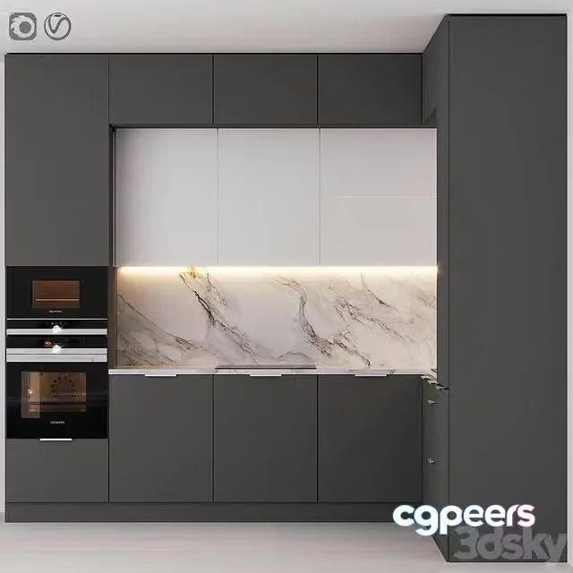 3ds Max Free – Kitchen 8 with Siemens IQ700 series appliances