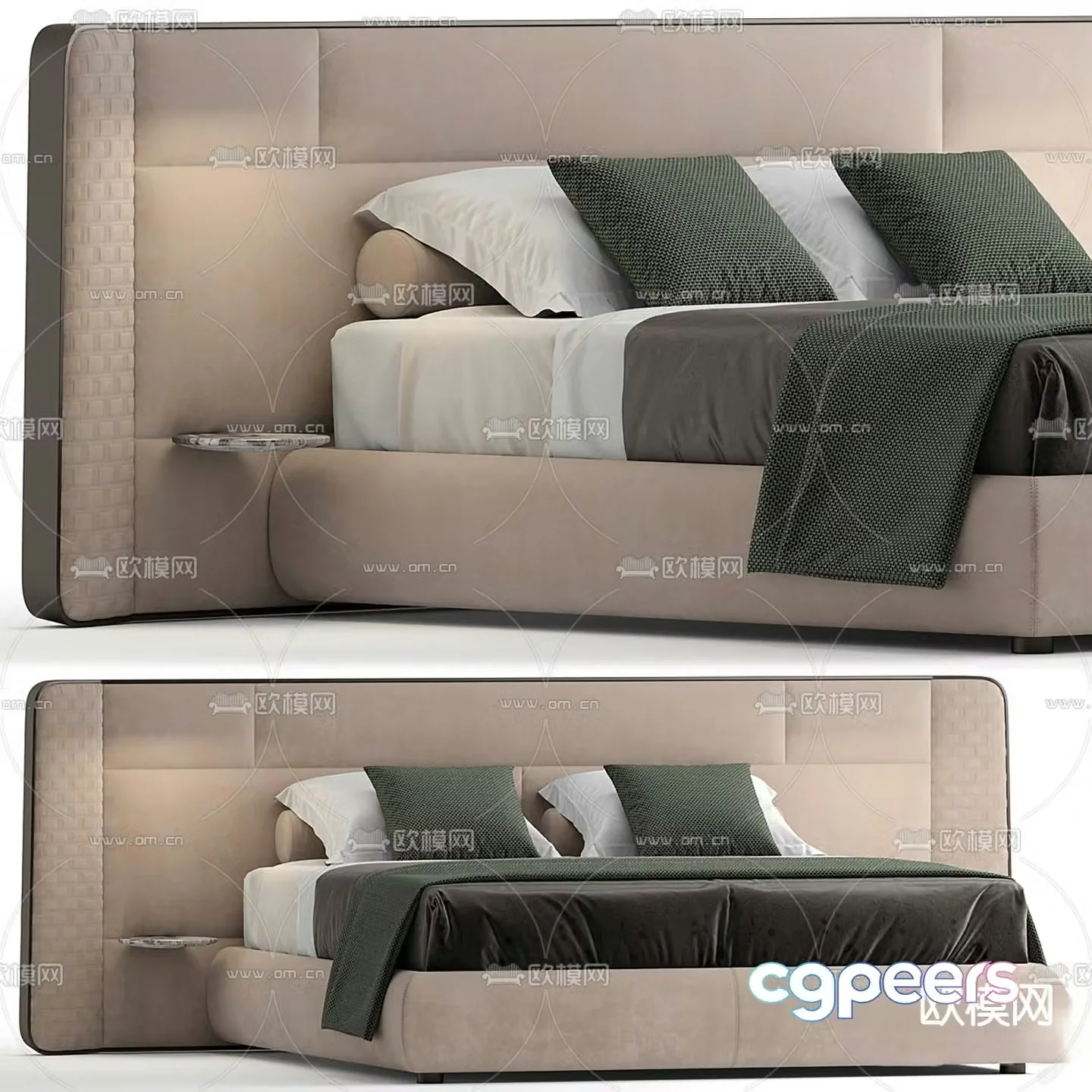 Conte modern double bed 3d model