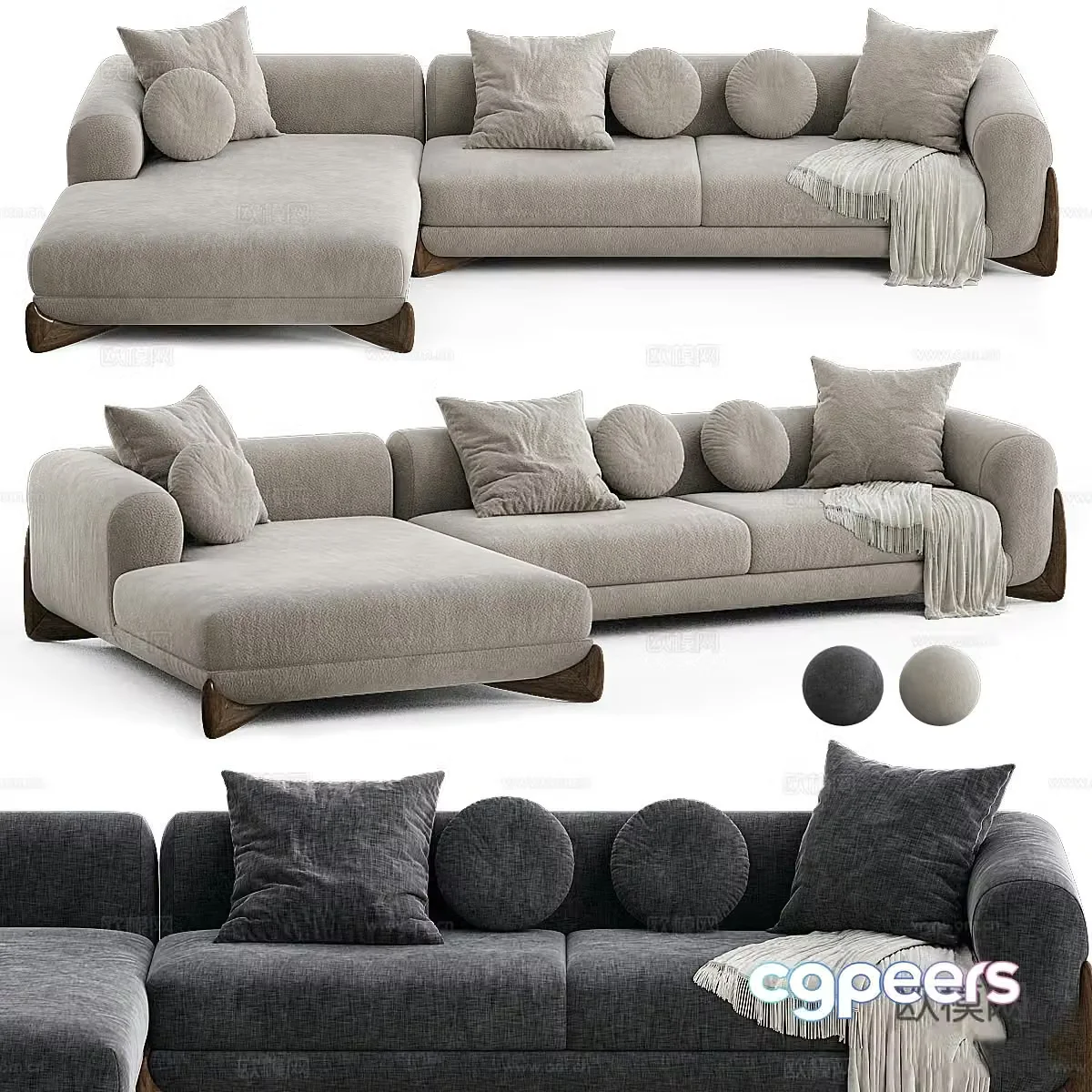 Modern Cream Style Softbay Porada Modular Sofa 3D Model