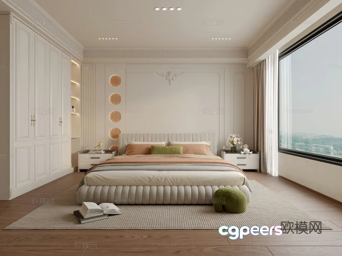 French creamy bedroom 3d model
