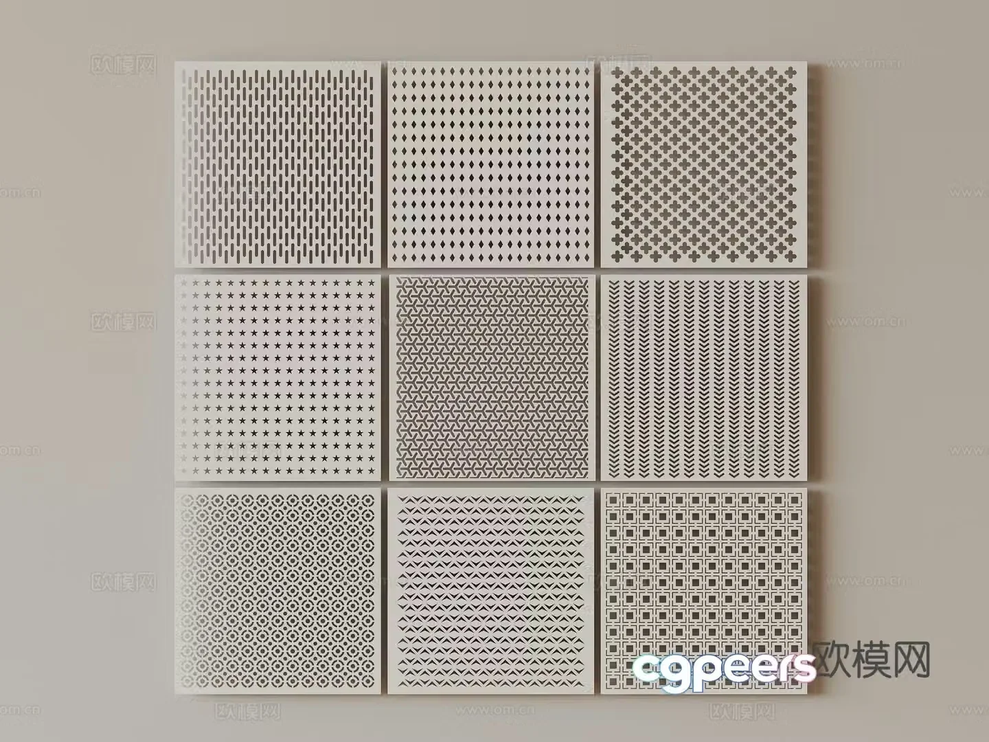 Modern wainscot perforated board punched board aluminum plate 3d model