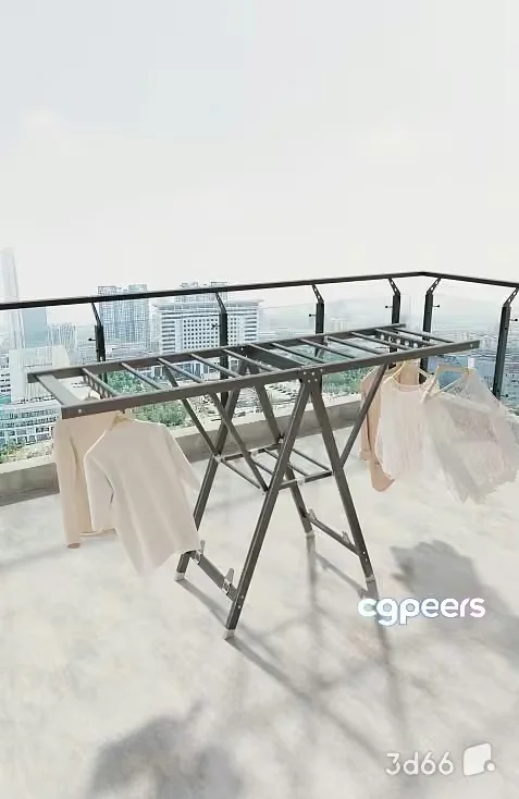 A Clothes Drying Rack 3D Model – 18833 – VRAY Render